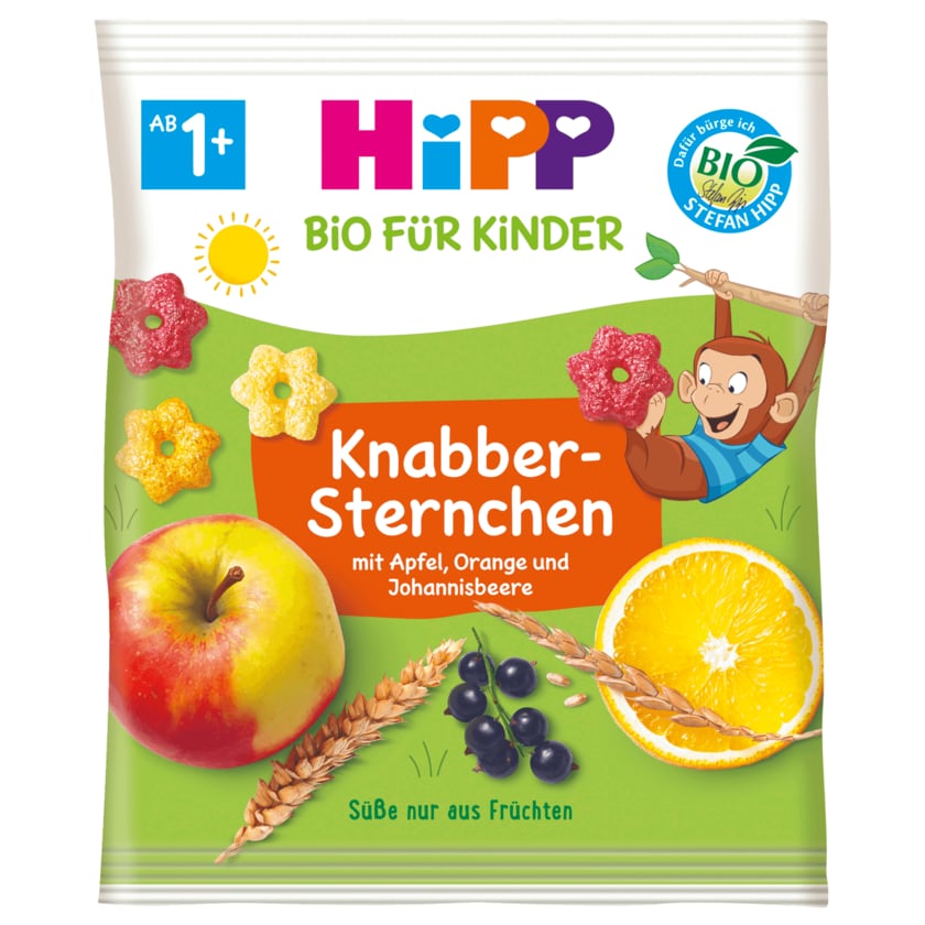 HiPP Bio Knabber-Sternchen mit Apfel, Orange und Johannisbeere 30g, 1-3 Jahre